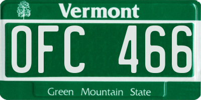 VT license plate OFC466