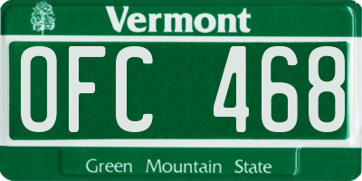 VT license plate OFC468