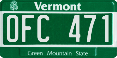 VT license plate OFC471