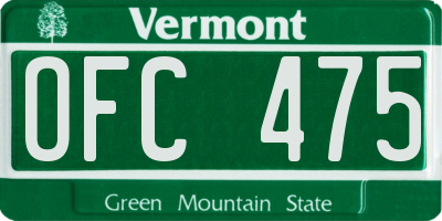VT license plate OFC475