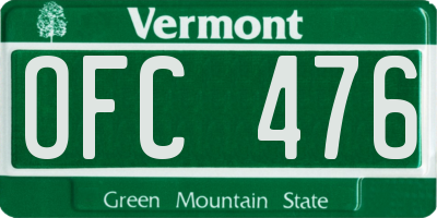 VT license plate OFC476