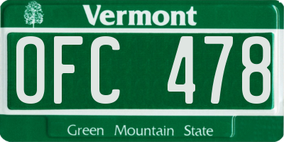 VT license plate OFC478