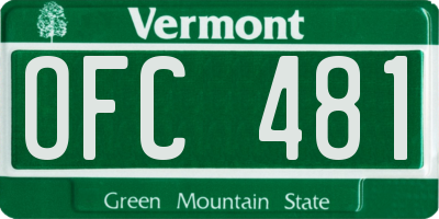 VT license plate OFC481