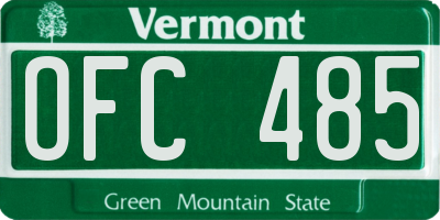 VT license plate OFC485
