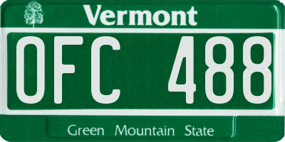 VT license plate OFC488