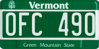 VT license plate OFC490