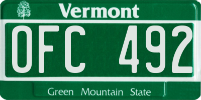 VT license plate OFC492