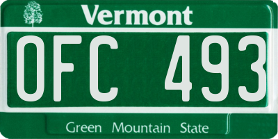VT license plate OFC493