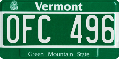 VT license plate OFC496