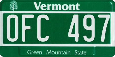 VT license plate OFC497