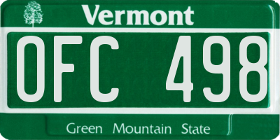 VT license plate OFC498