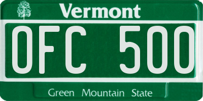 VT license plate OFC500