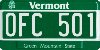 VT license plate OFC501