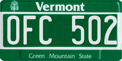 VT license plate OFC502