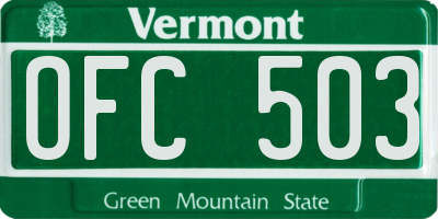 VT license plate OFC503
