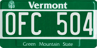 VT license plate OFC504