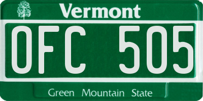 VT license plate OFC505