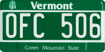 VT license plate OFC506