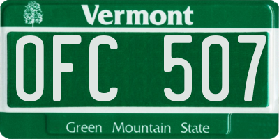 VT license plate OFC507