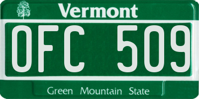 VT license plate OFC509