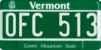 VT license plate OFC513