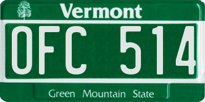 VT license plate OFC514