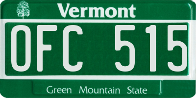 VT license plate OFC515