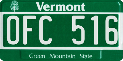 VT license plate OFC516