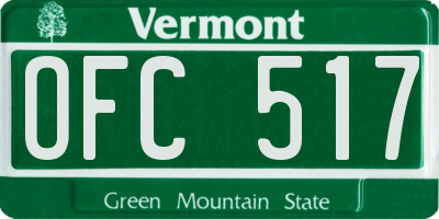 VT license plate OFC517