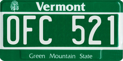 VT license plate OFC521