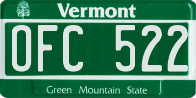 VT license plate OFC522