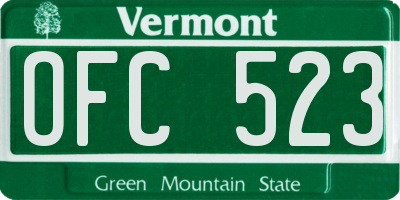 VT license plate OFC523