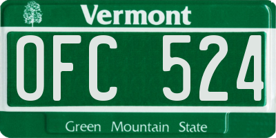 VT license plate OFC524