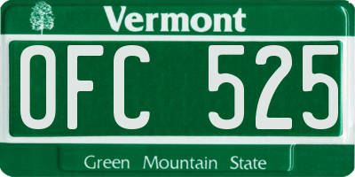 VT license plate OFC525