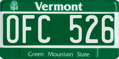 VT license plate OFC526