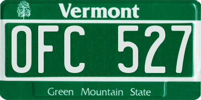 VT license plate OFC527