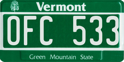 VT license plate OFC533