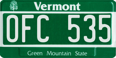 VT license plate OFC535