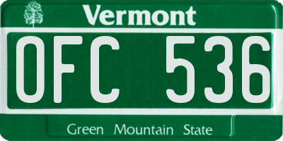 VT license plate OFC536