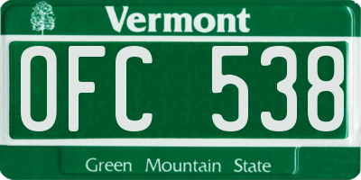 VT license plate OFC538