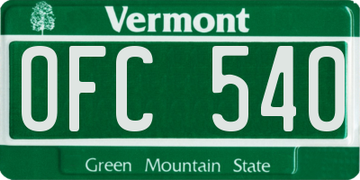 VT license plate OFC540