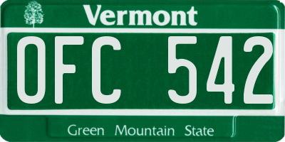 VT license plate OFC542