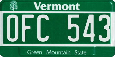 VT license plate OFC543