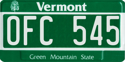 VT license plate OFC545