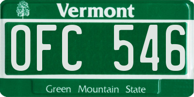 VT license plate OFC546