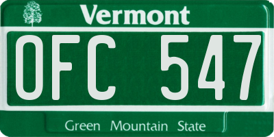 VT license plate OFC547