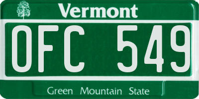 VT license plate OFC549