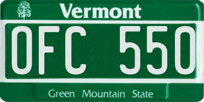 VT license plate OFC550