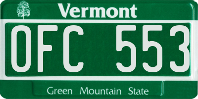 VT license plate OFC553
