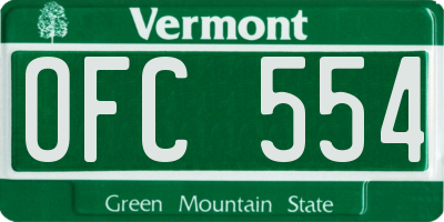 VT license plate OFC554